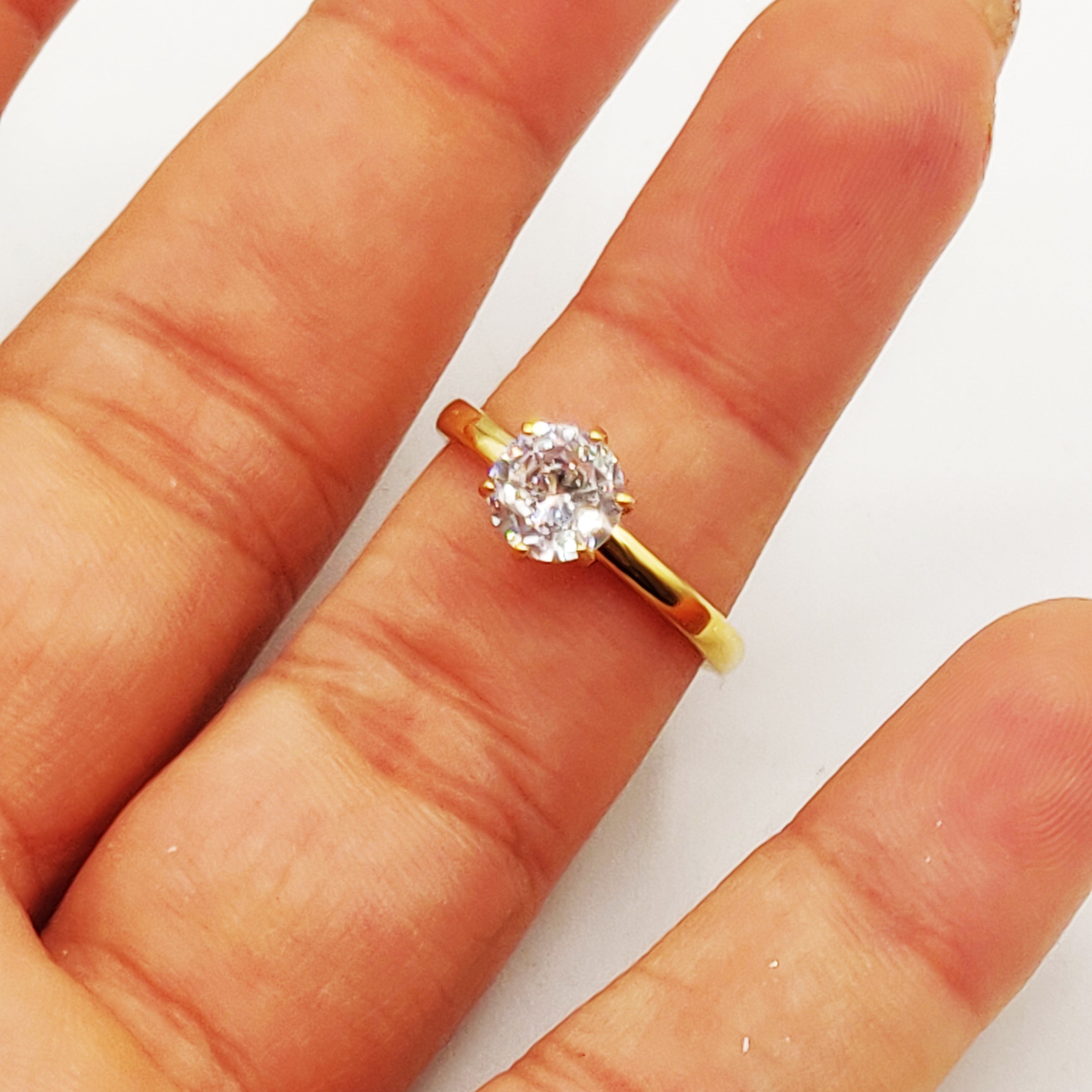 Bague Alliance Fiançailles Gros Cristal