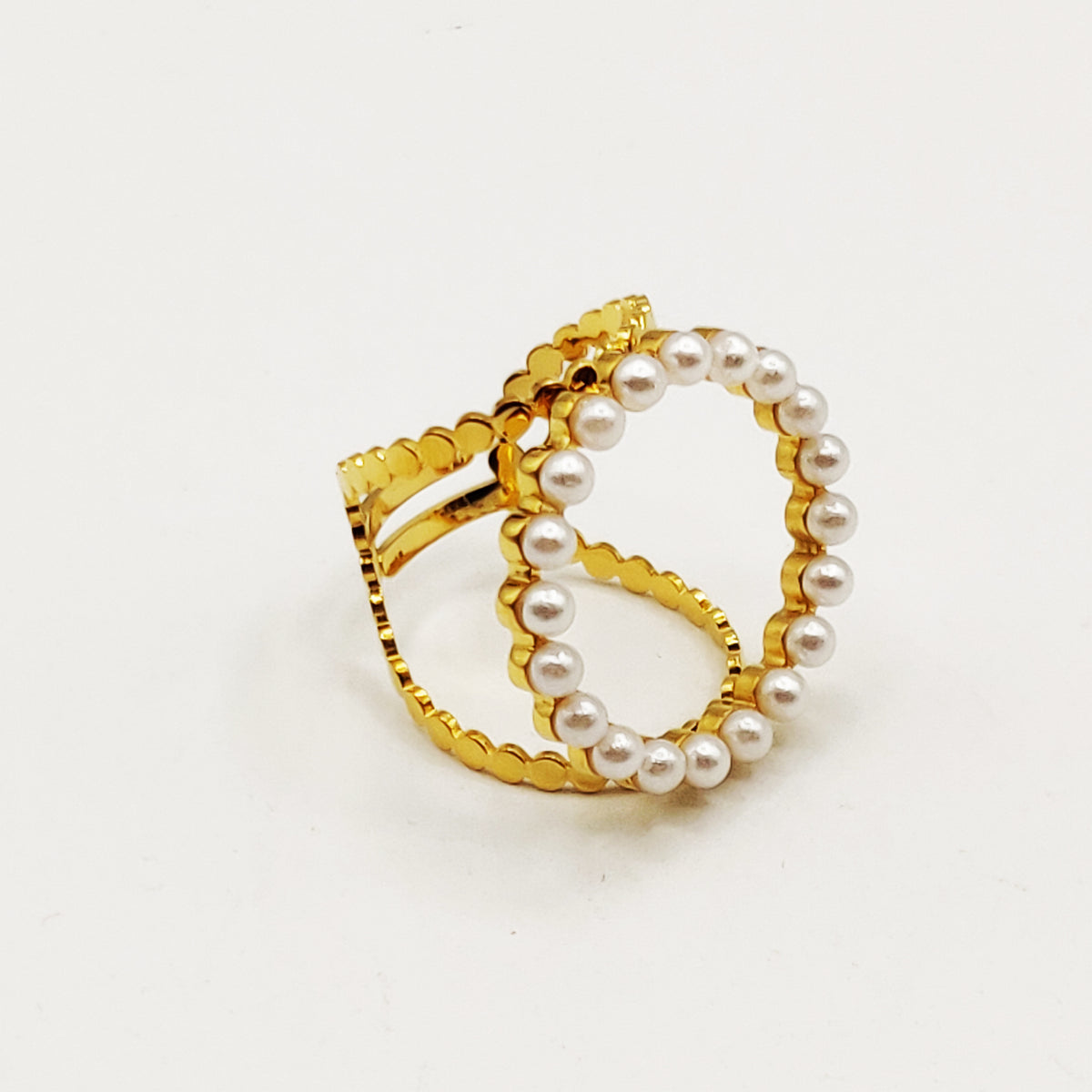 Bague Anneau de Perles Blanches Luxe