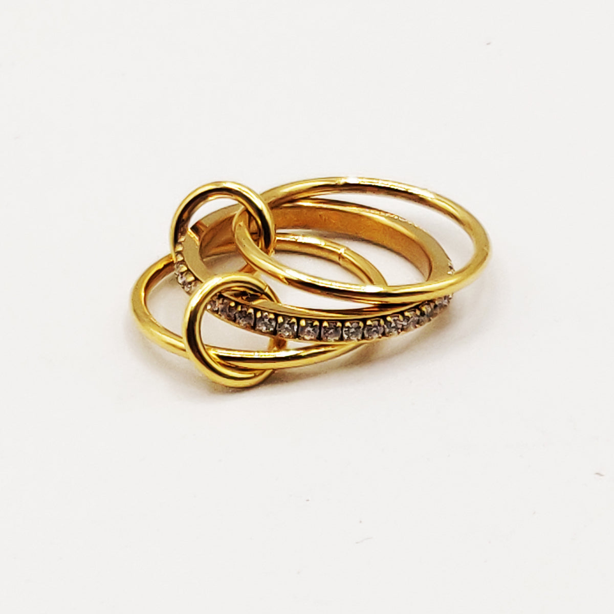 Bague Anneaux Cristaux Reliés Luxe