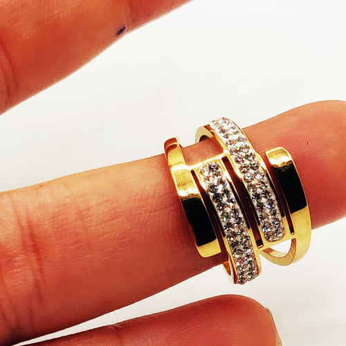 Bague Bandes Cristaux
