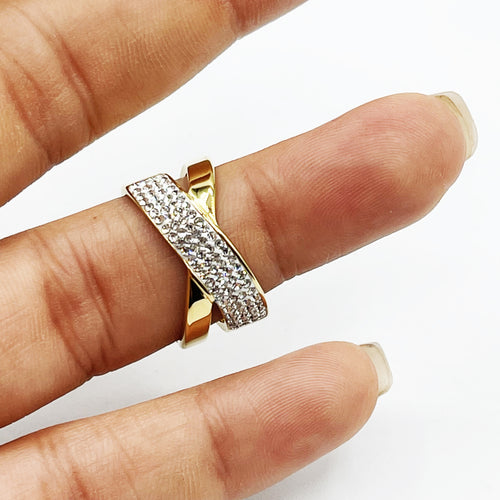 Bague Bandes Cristaux Croisées