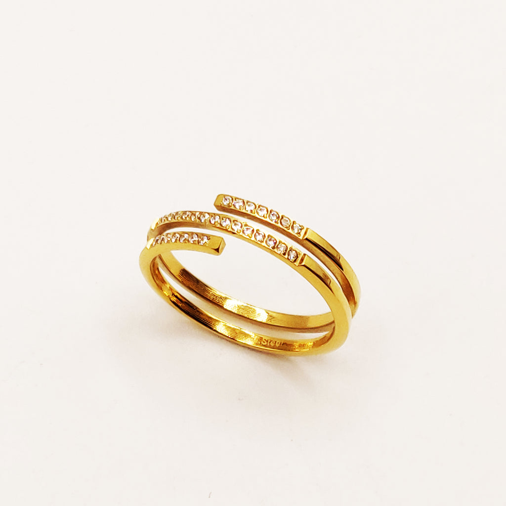 Bague Barre Cristaux Simple Luxe
