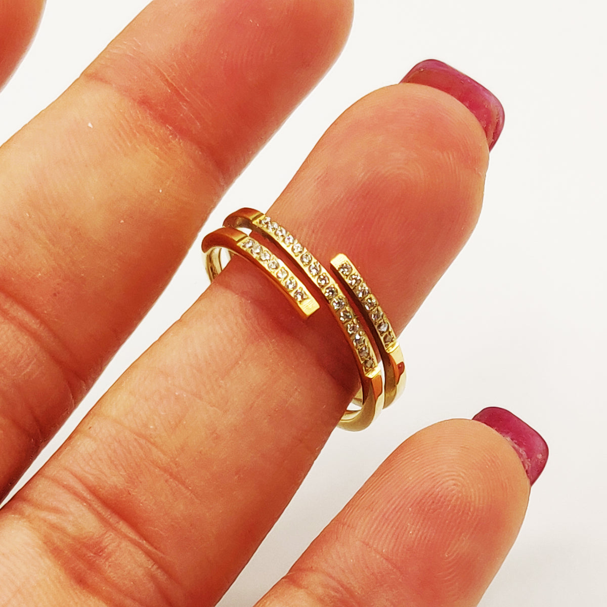 Bague Barre Cristaux Simple Luxe