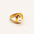 Bague Boucles Emmêlées et Perle Blanche