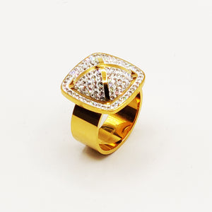 Bague Carré Bombé Cristaux X