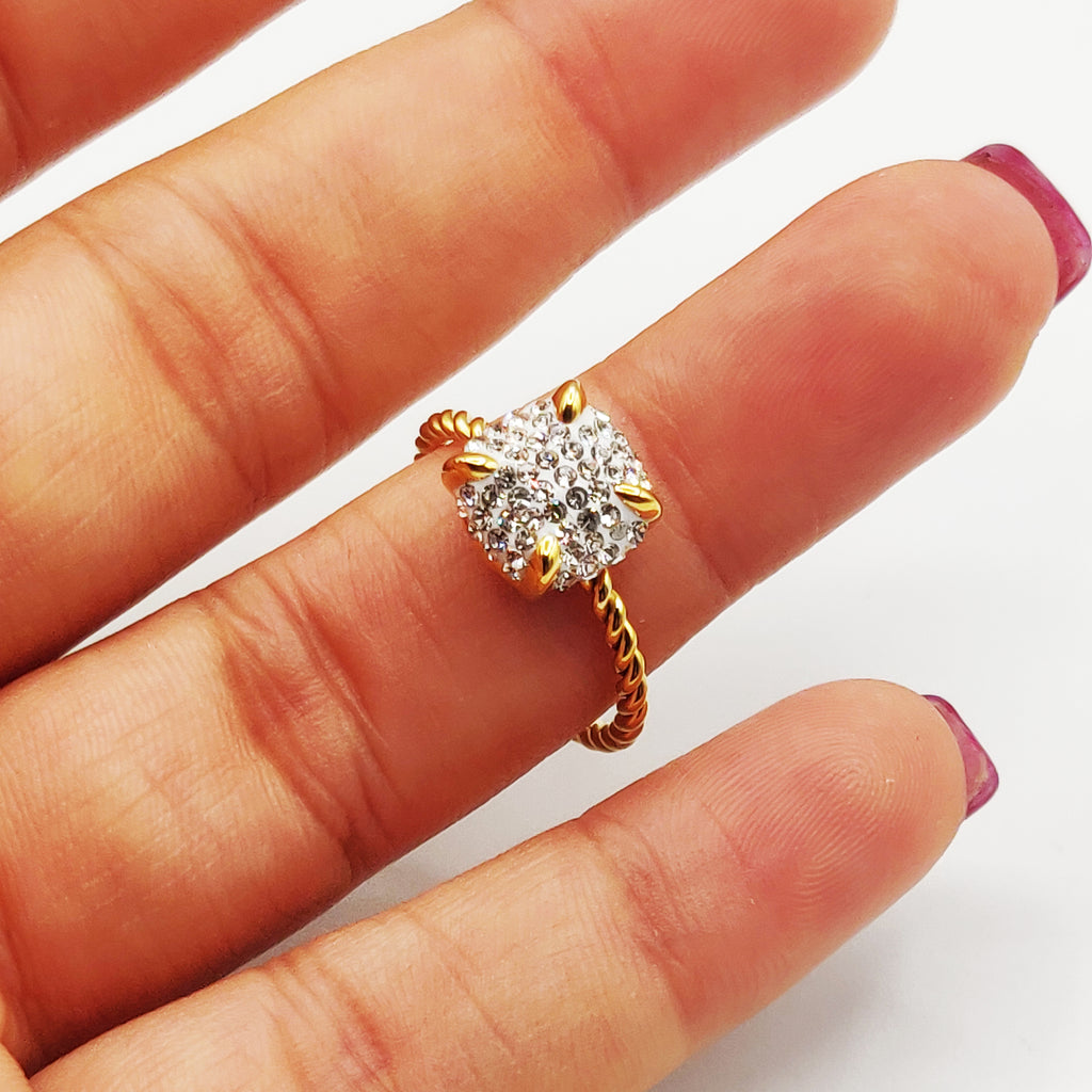 Bague Carré Cristaux Luxe