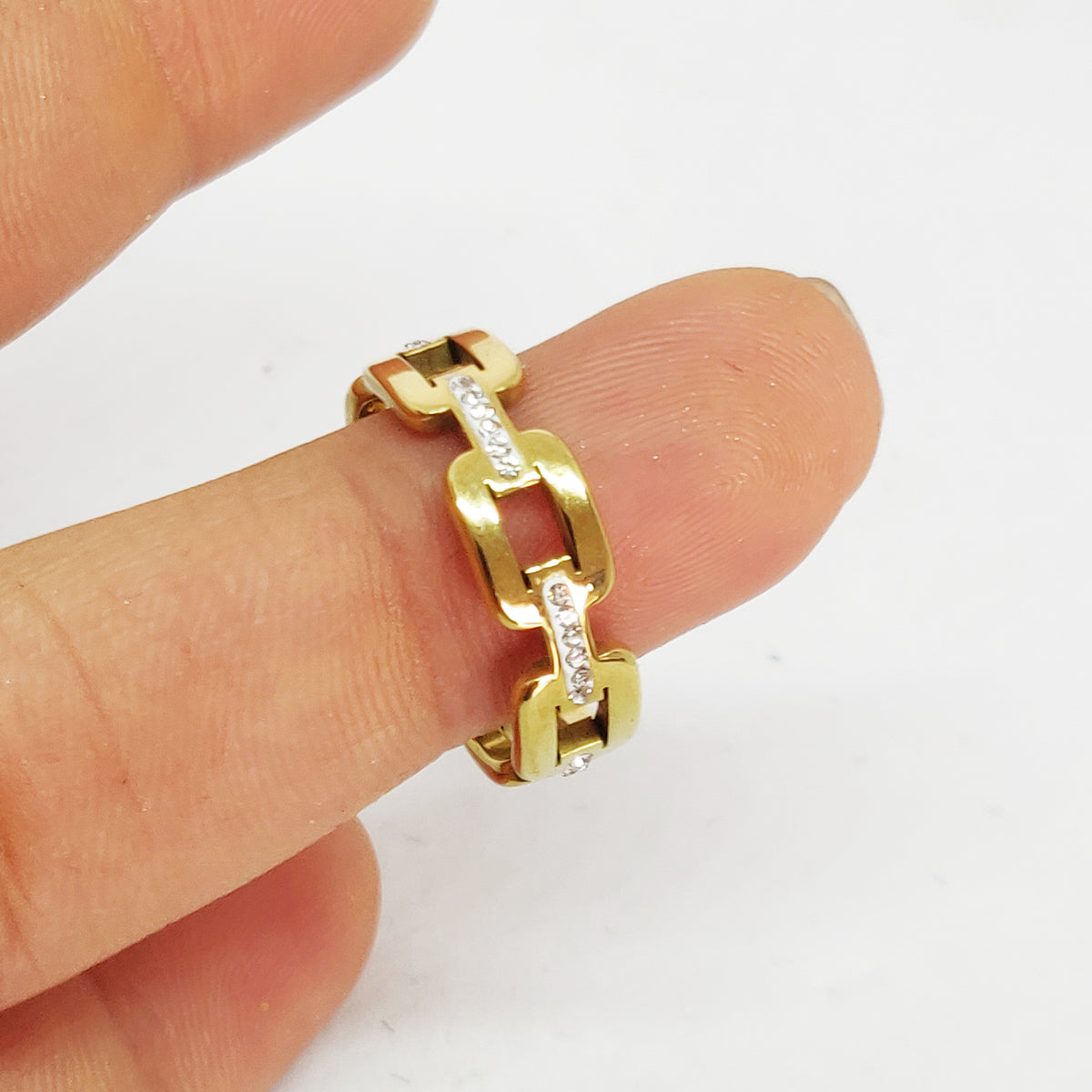 Bague Chaîne Carrée Luxe