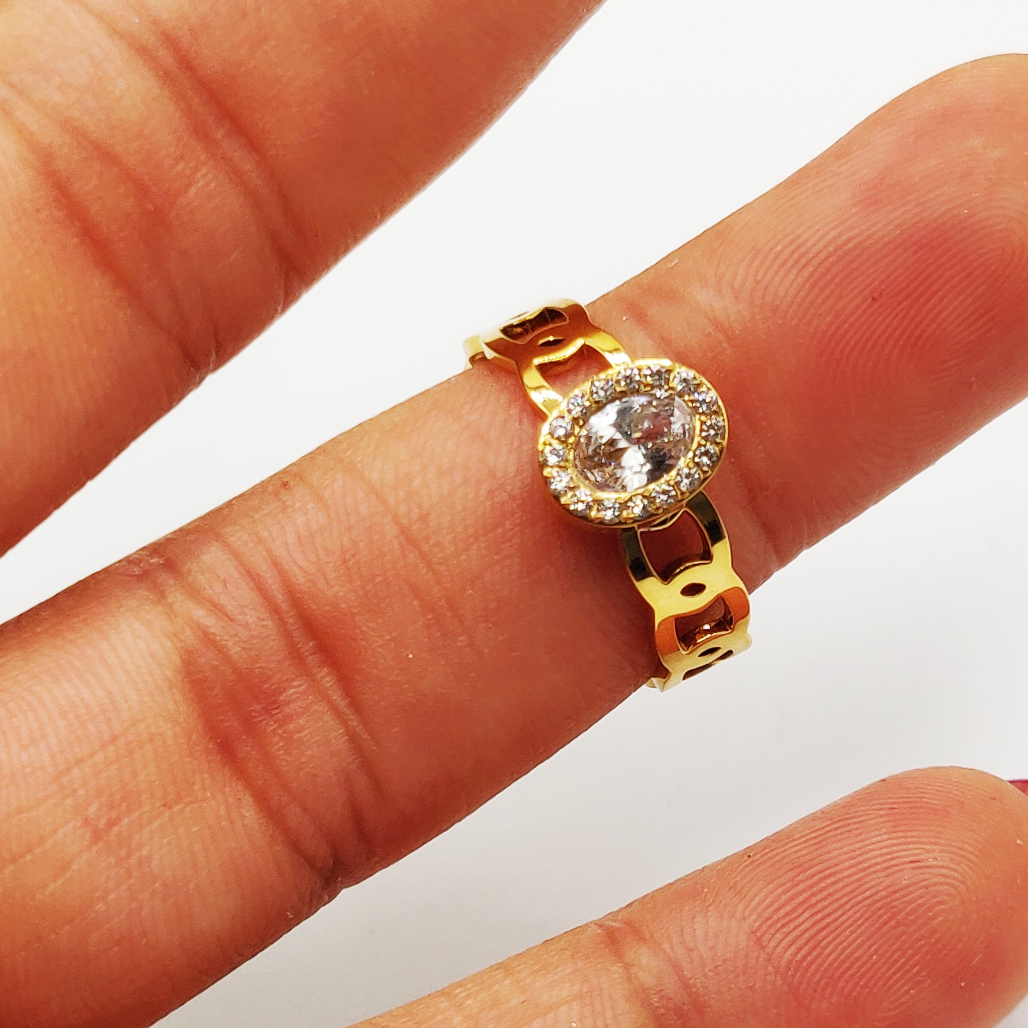 Bague Chaîne Ovale Diamant Luxe
