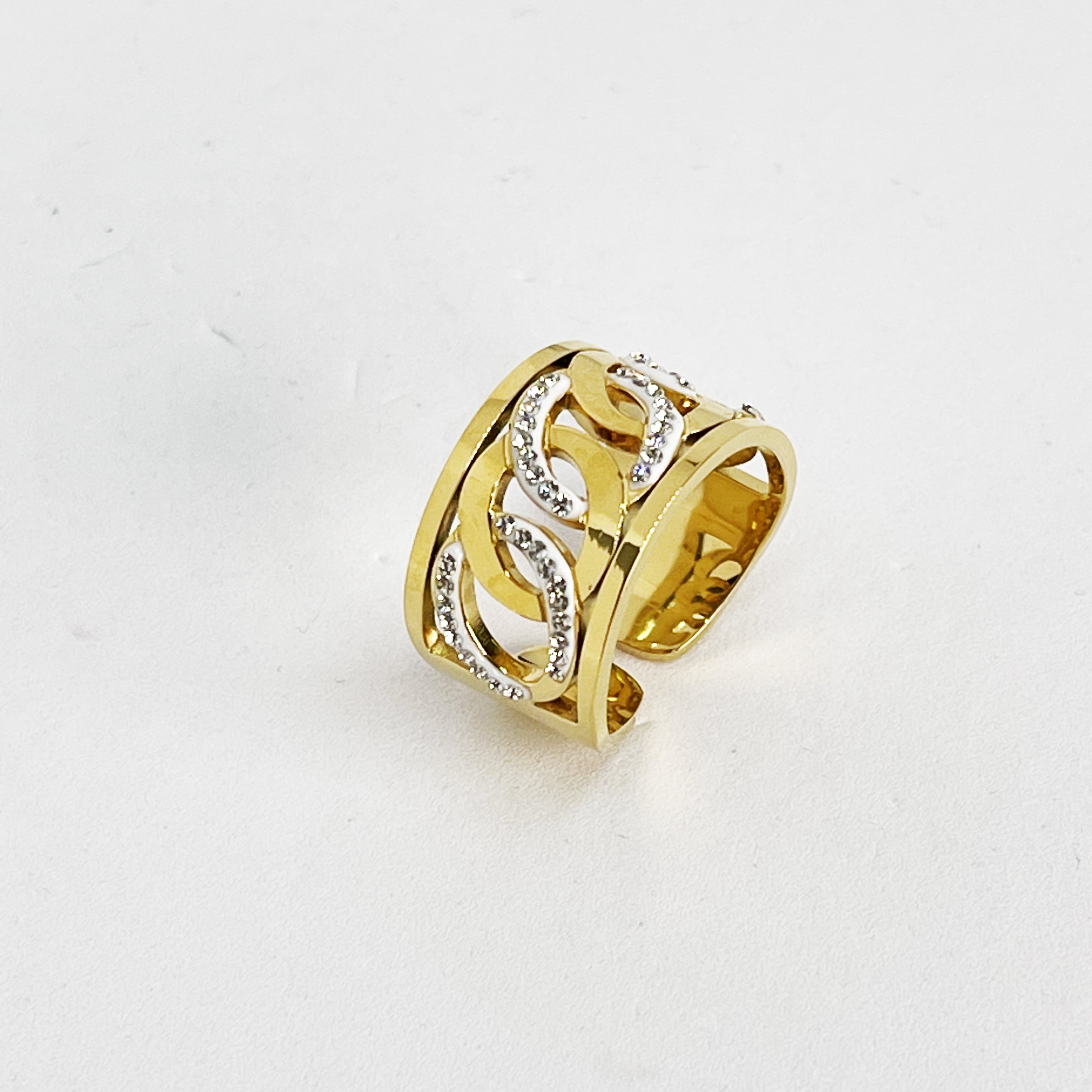 Bague Chaîne Ovale Cristaux
