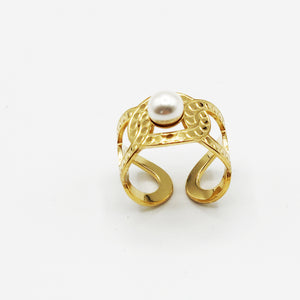 Bague Chaîne Perle Blanche