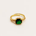 Bague Cristaux Gros Émeraude Luxe