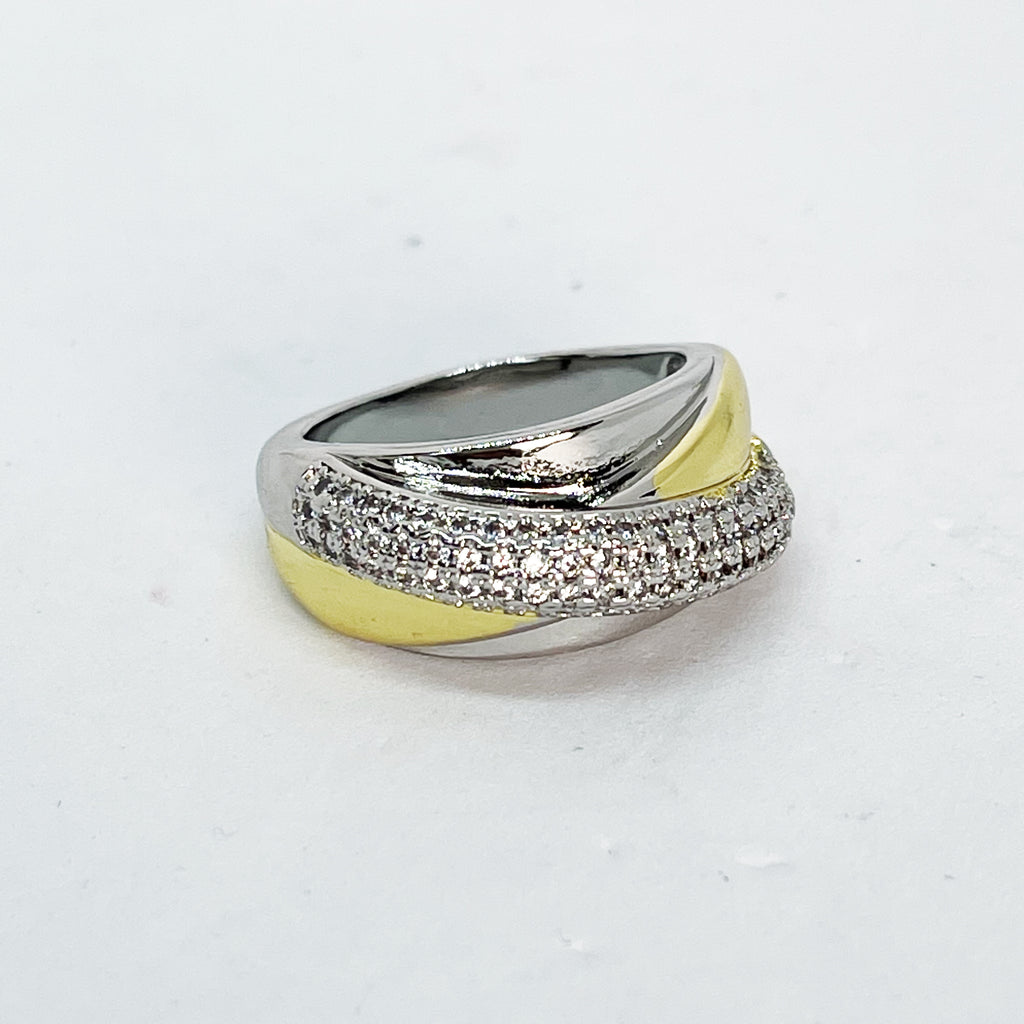 Bague Croisée Dorée et Argentée