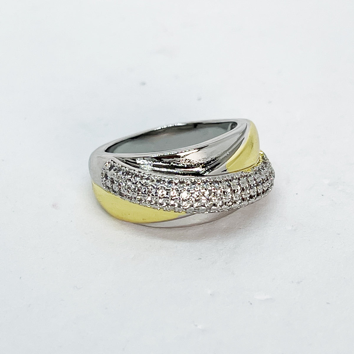Bague Croisée Dorée et Argentée