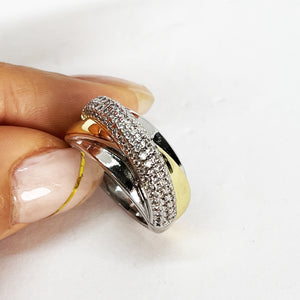 Bague Croisée Dorée et Argentée