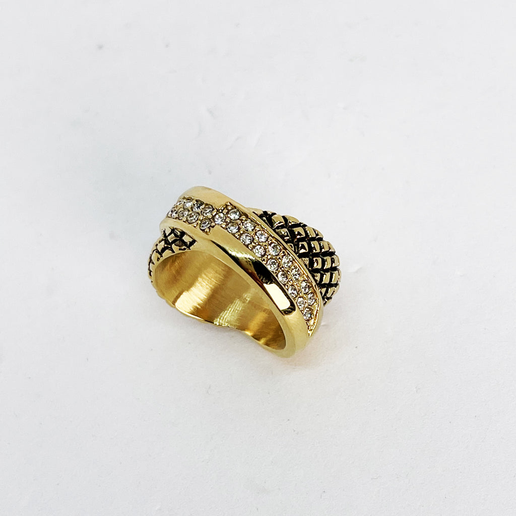 Bague Croisée Éclair Cristaux