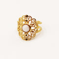 Bague Design Perle Beige