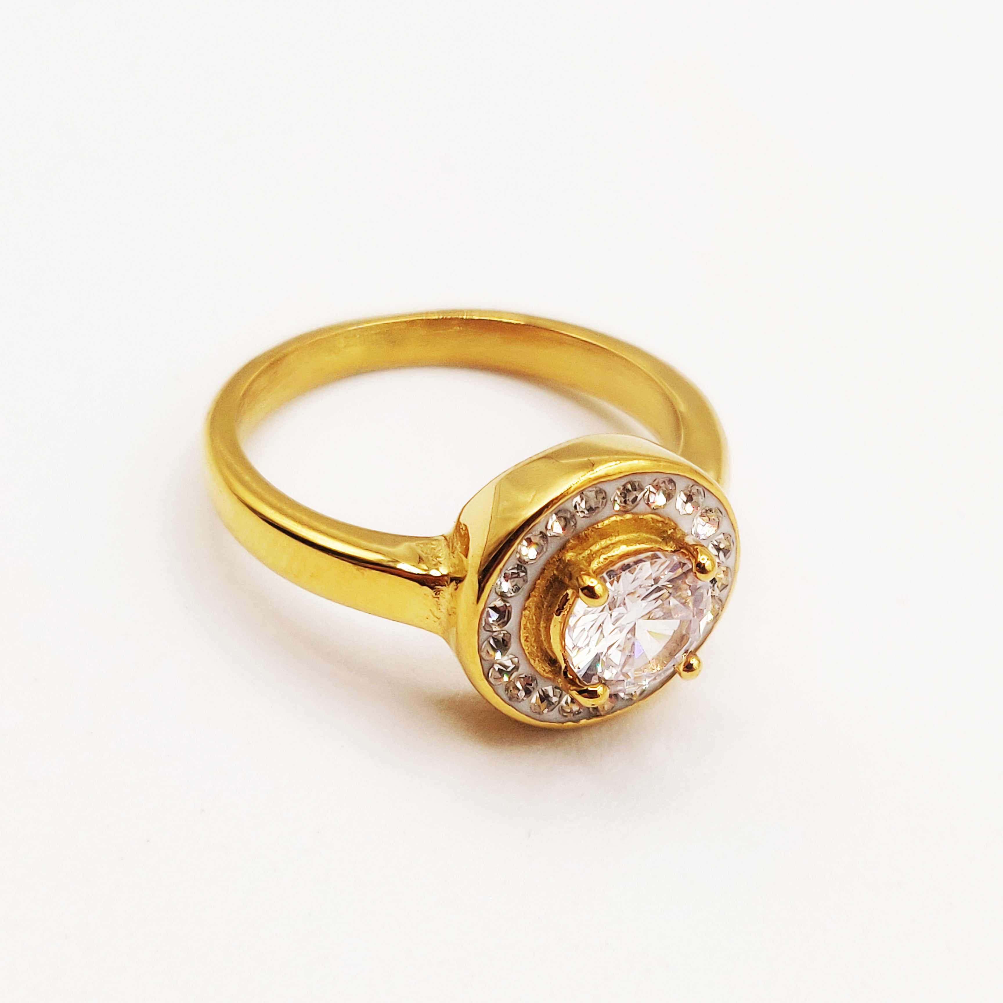 Bague Diamant Rond Tour Cristaux