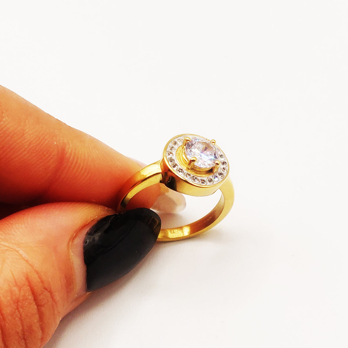 Bague Diamant Rond Tour Cristaux