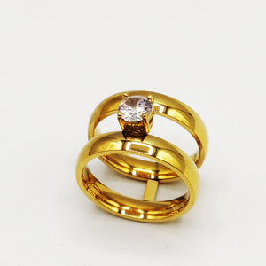 Bague Double Alliance Gros Cristal Luxe