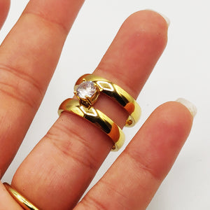 Bague Double Alliance Gros Cristal Luxe