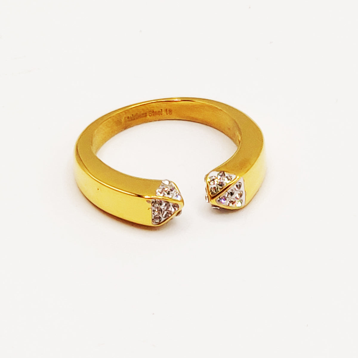 Bague Double Carrés Bombés Cristaux X