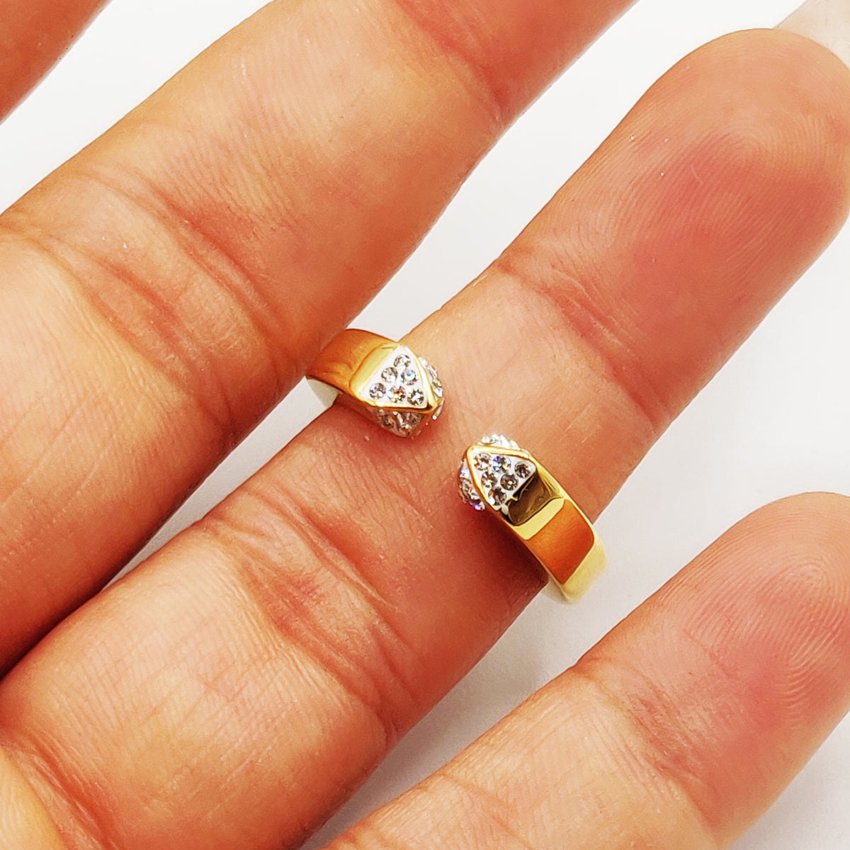 Bague Double Carrés Bombés Cristaux X