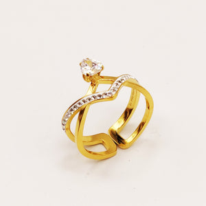 Bague Double Coeurs Croisés Cristal Coeur