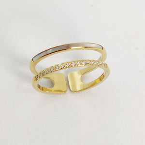 Bague Double Lignes Cristaux