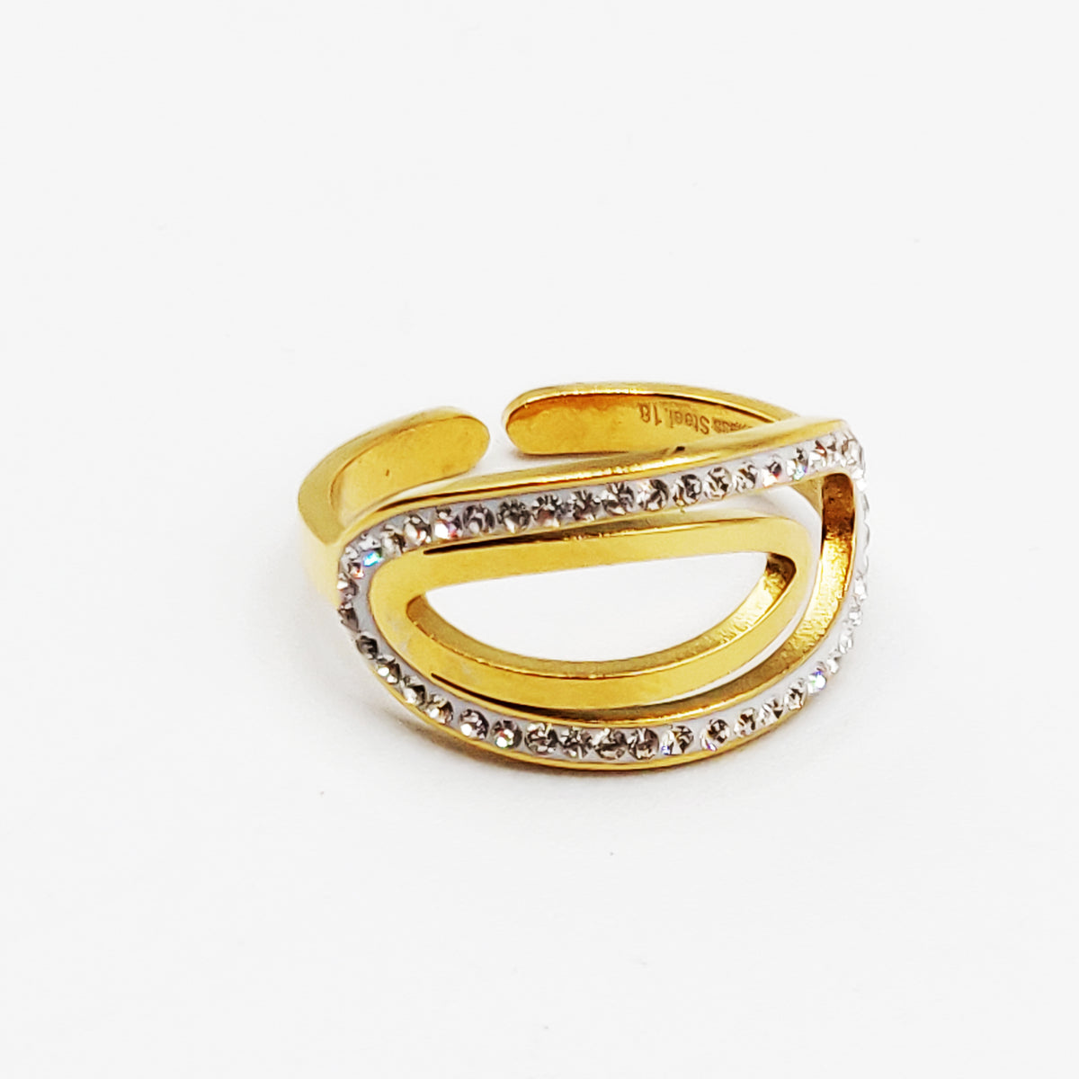 Bague Double Ovales Cristaux