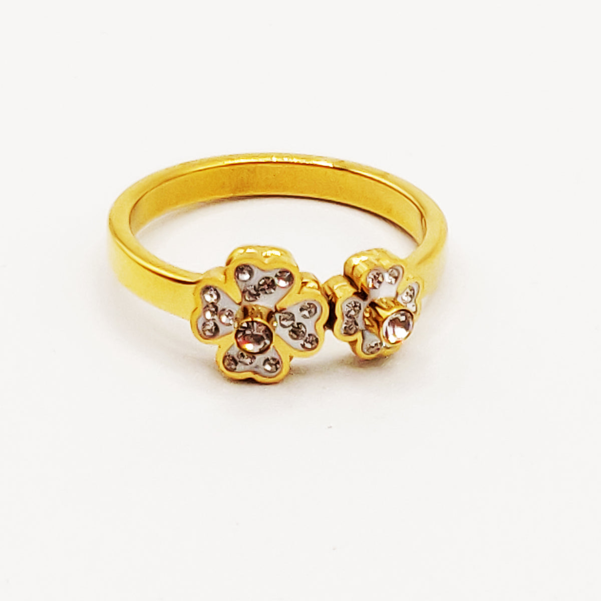 Bague Double Trèfles Cristaux