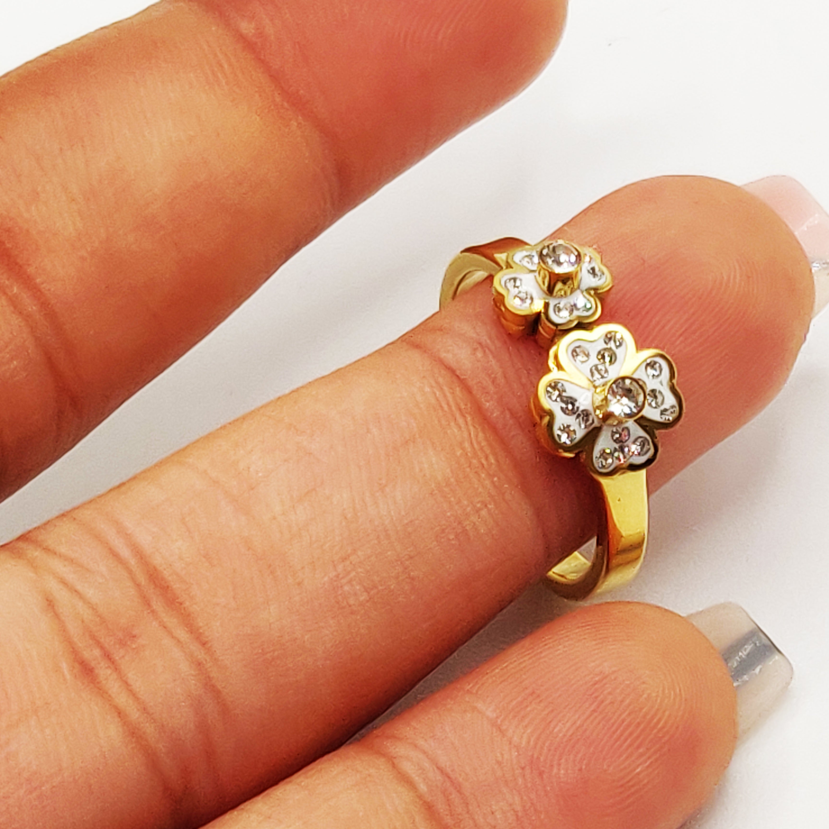 Bague Double Trèfles Cristaux