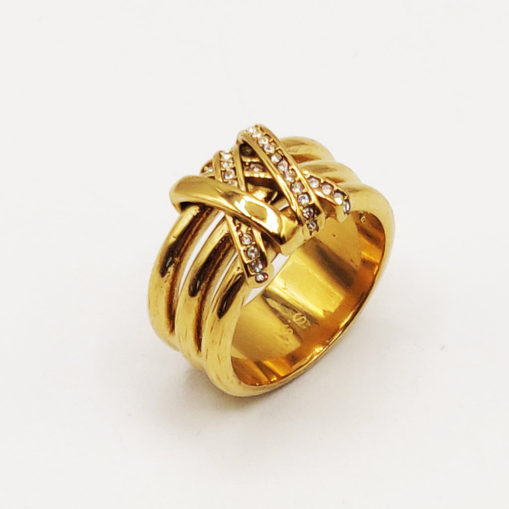 Bague Double X Cristaux Luxe