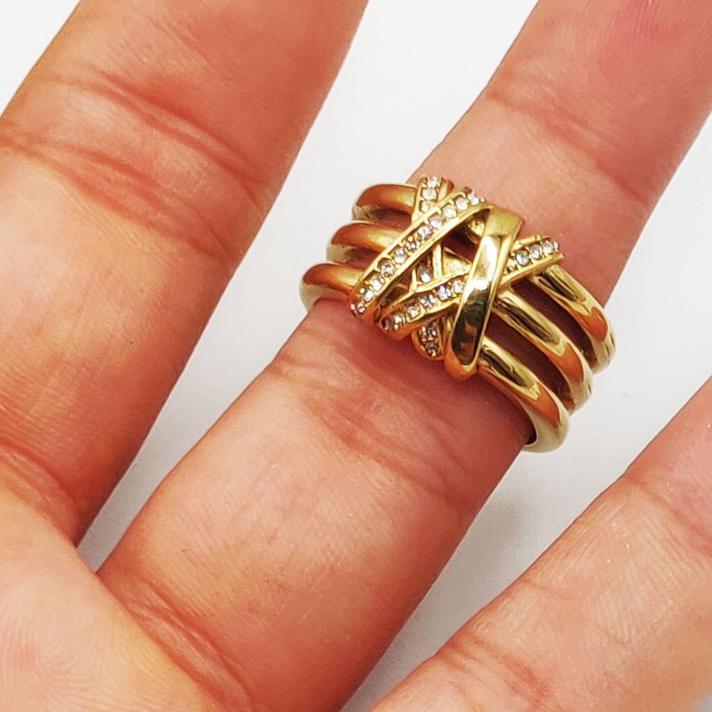 Bague Double X Cristaux Luxe