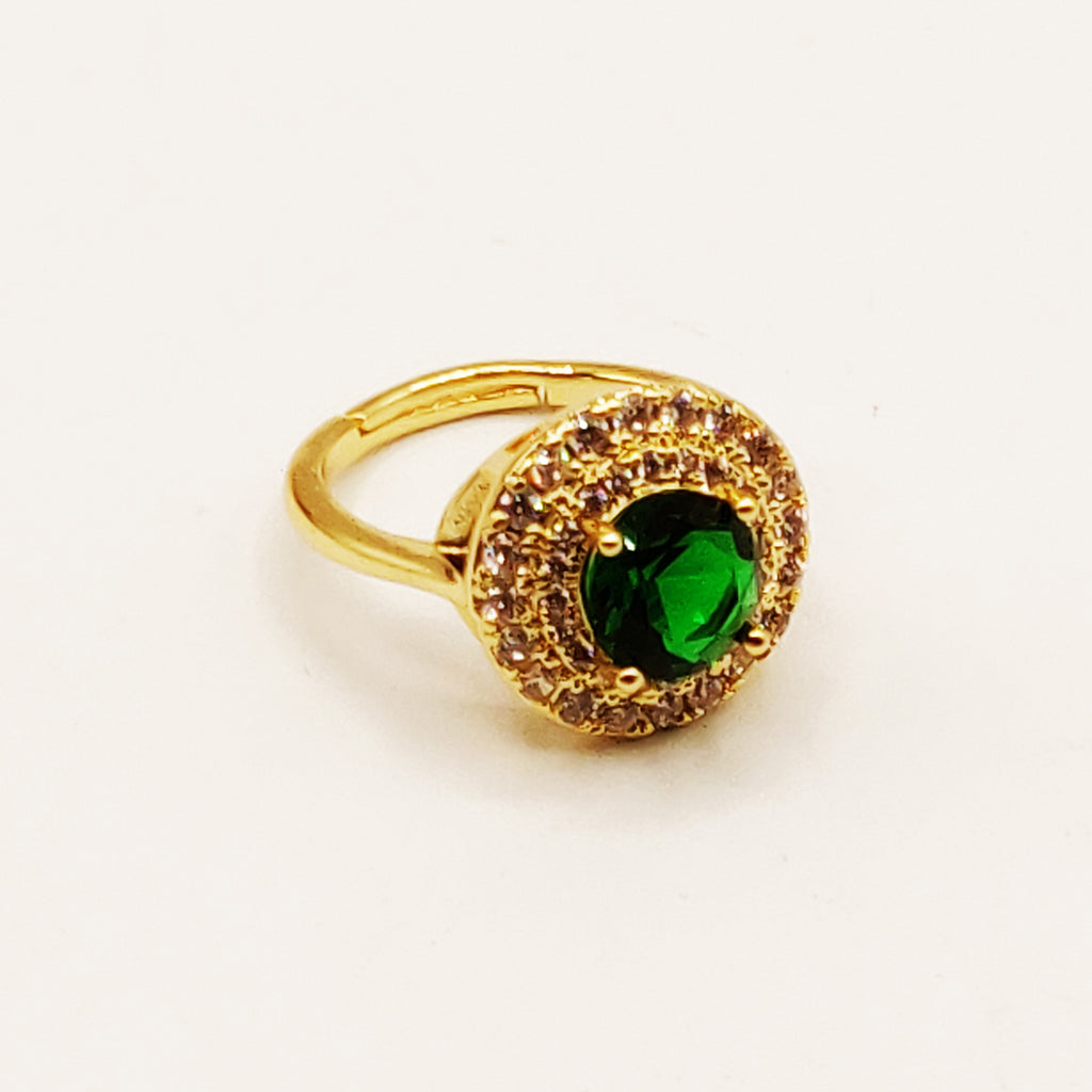 Bague Émeraude Rond Tour Cristaux Luxe