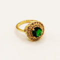 Bague Émeraude Rond Tour Cristaux Luxe