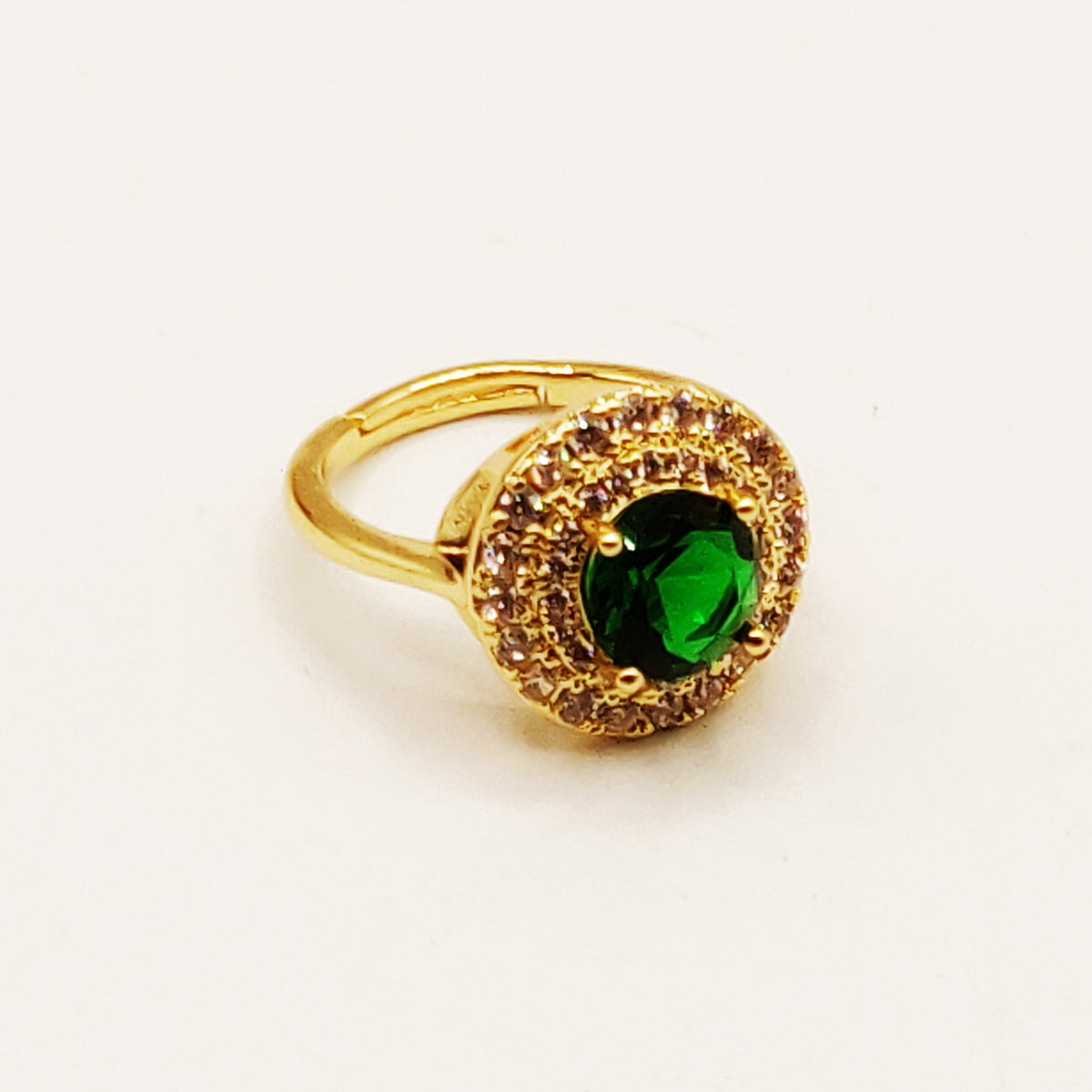 Bague Émeraude Rond Tour Cristaux Luxe