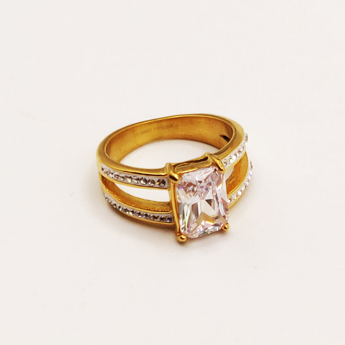Bague Fiançailles Cristal Rectangulaire