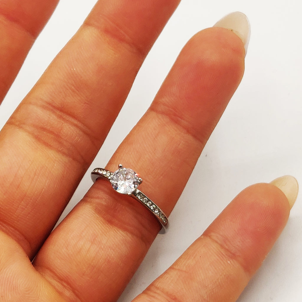 Bague Fiançailles Simple Argentée