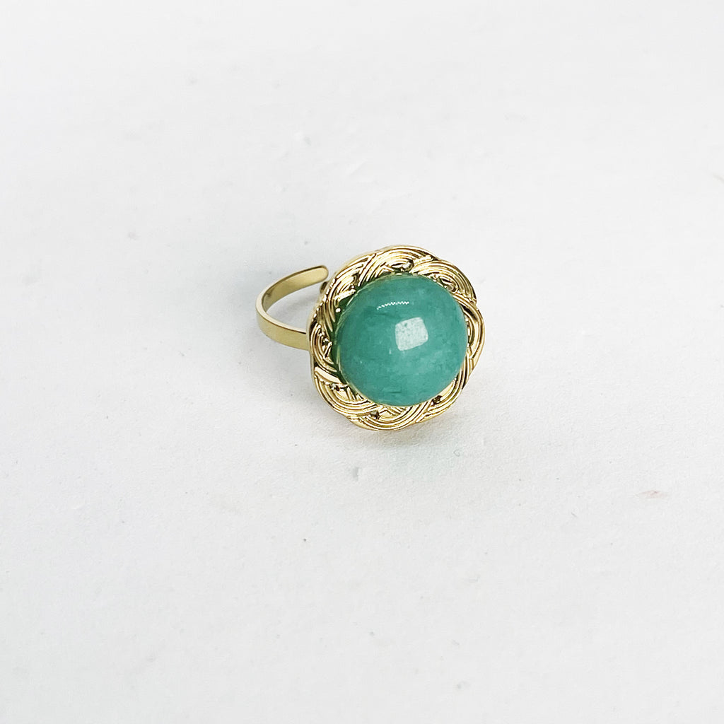Bague Fleur Perle Bleue