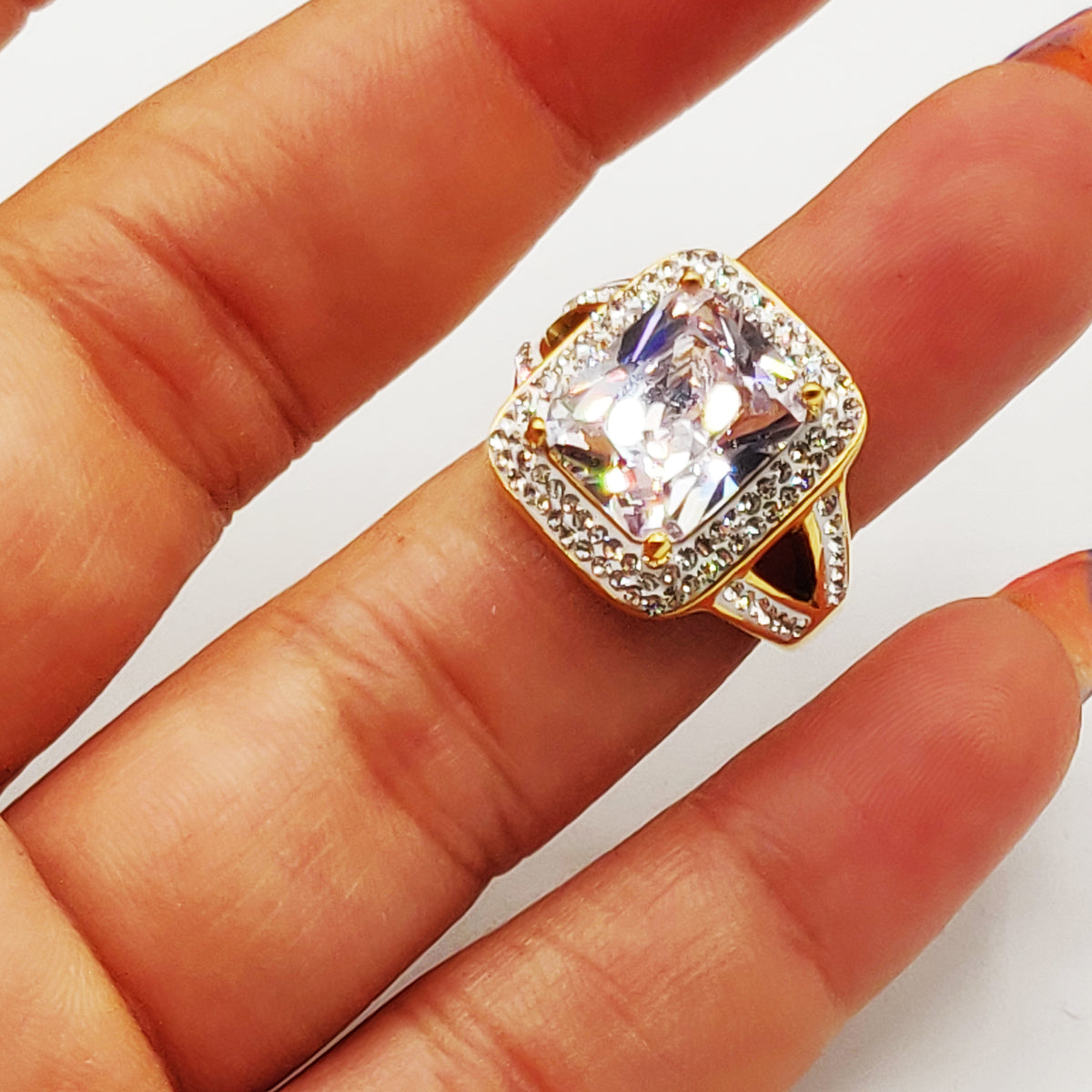 Bague Gros Cristal Tour Cristaux Luxe