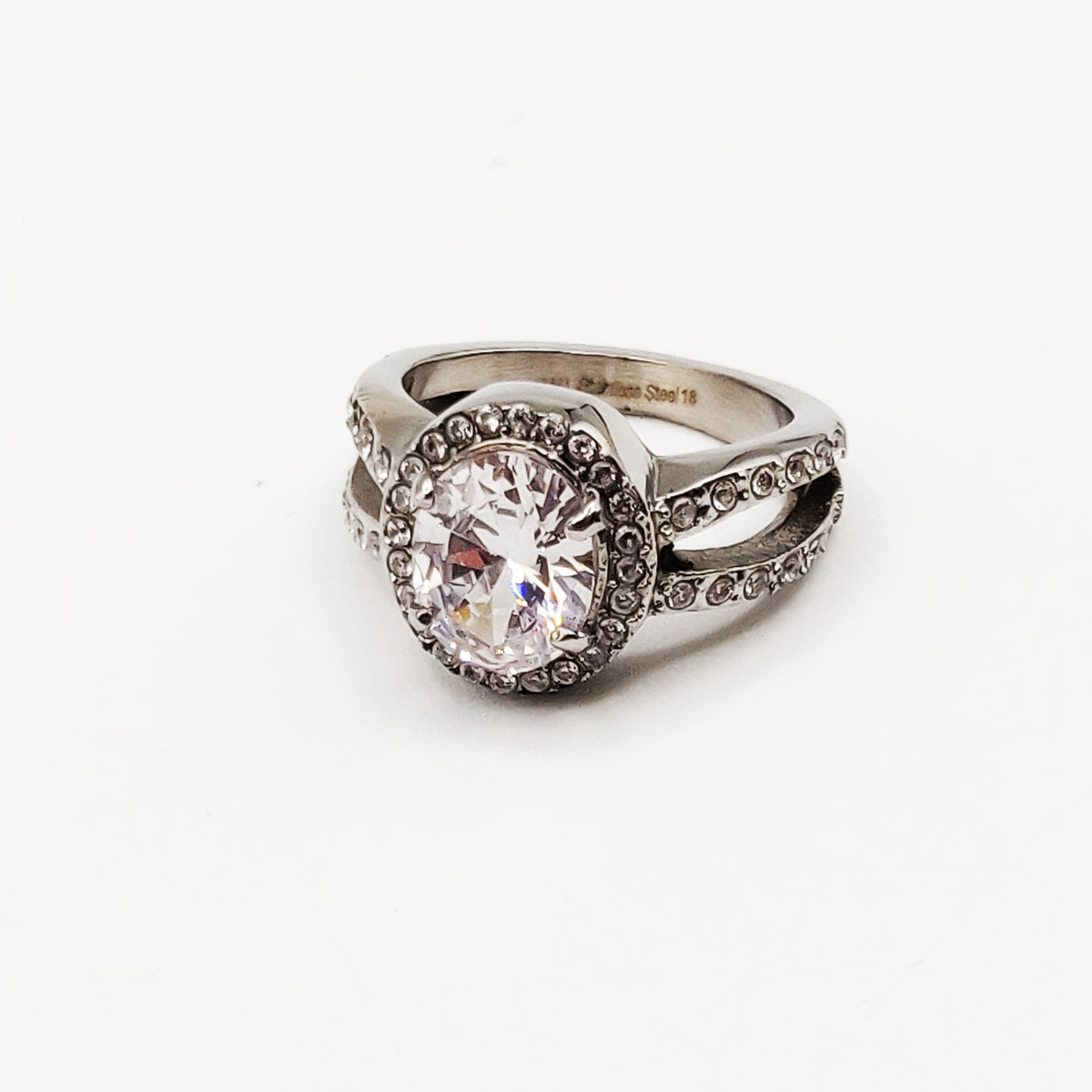 Bague Gros Cristal Ovale Multi Cristaux Argentée