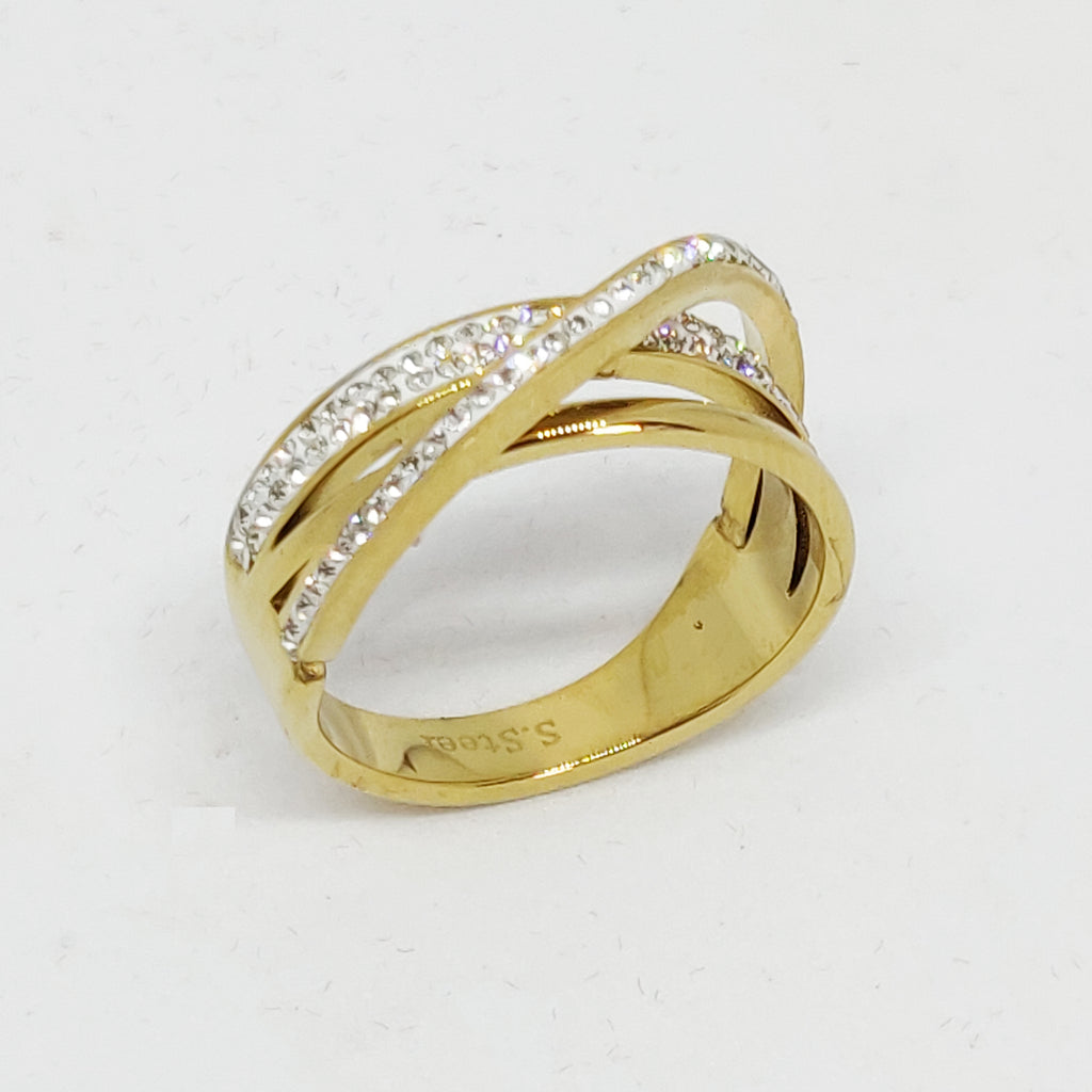 Bague Lignes Cristaux Croisées