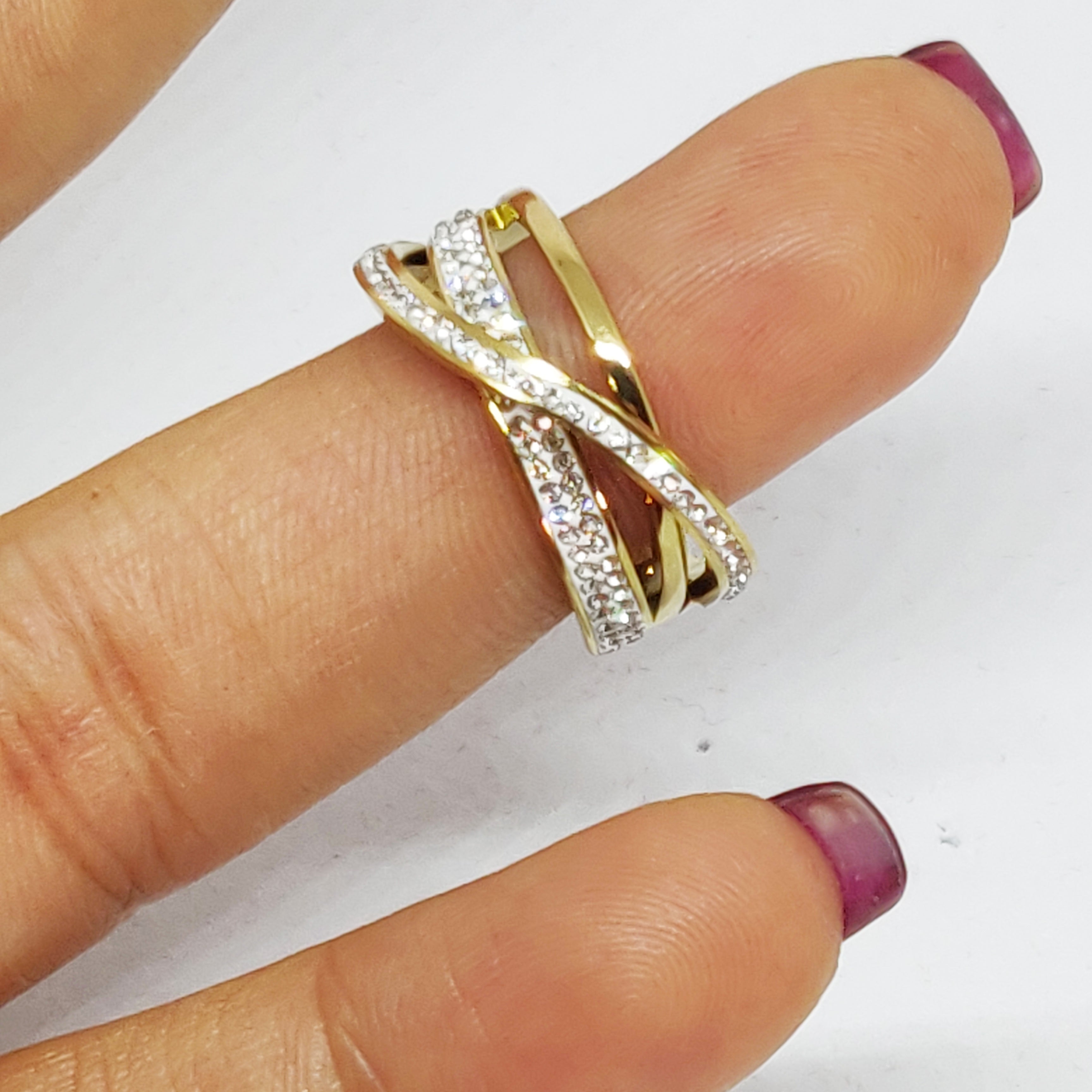 Bague Lignes Cristaux Croisées