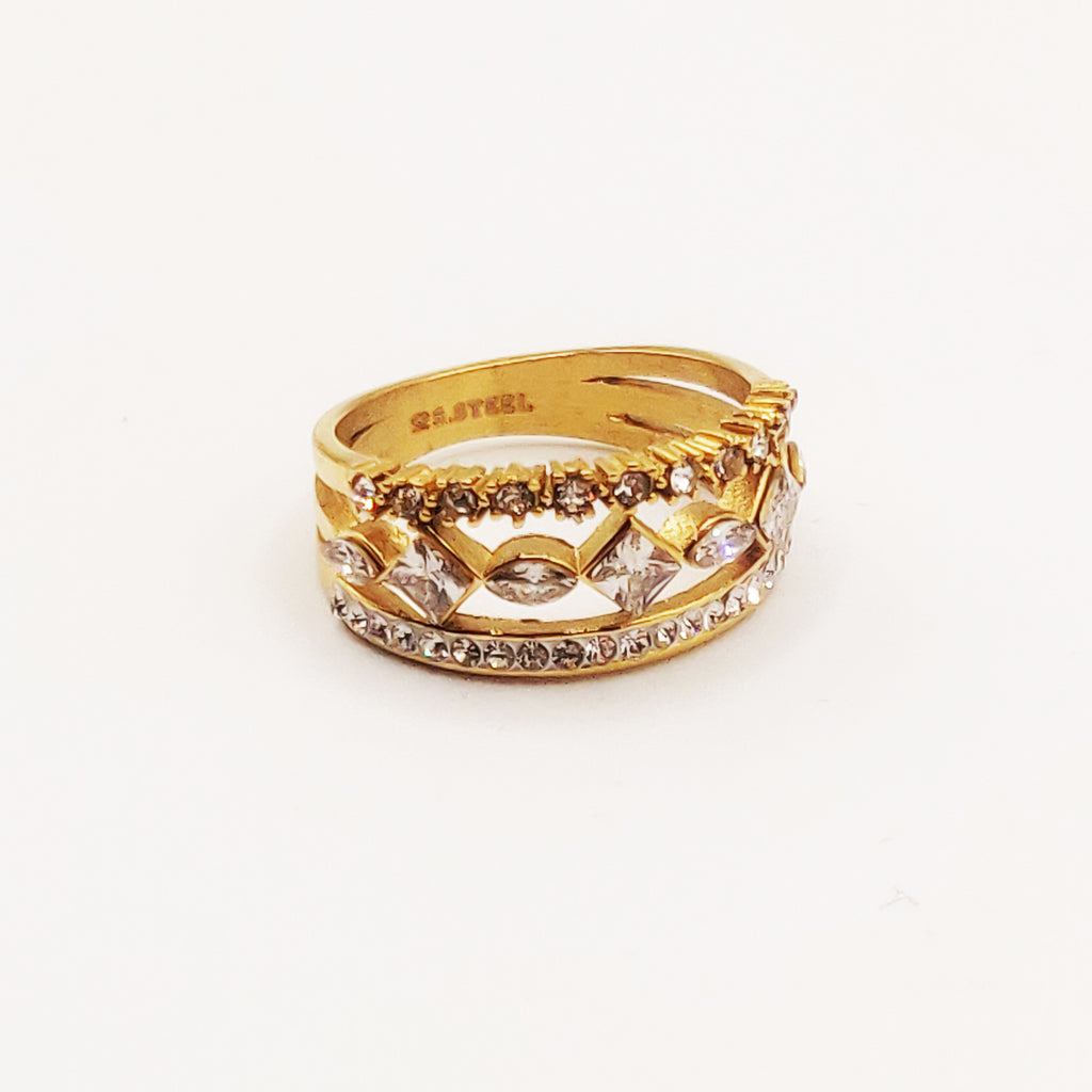 Bague Multi Diamants Lignes Cristaux