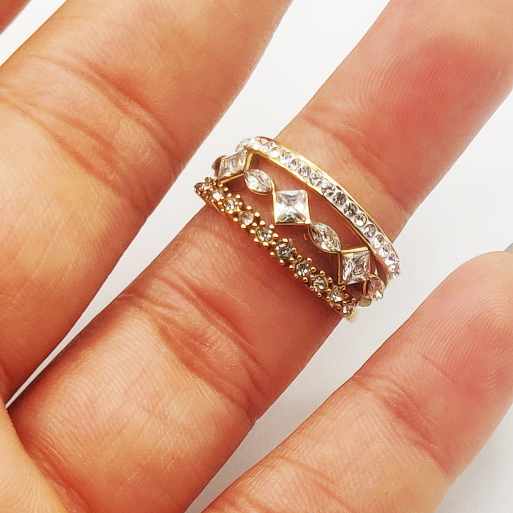 Bague Multi Diamants Lignes Cristaux