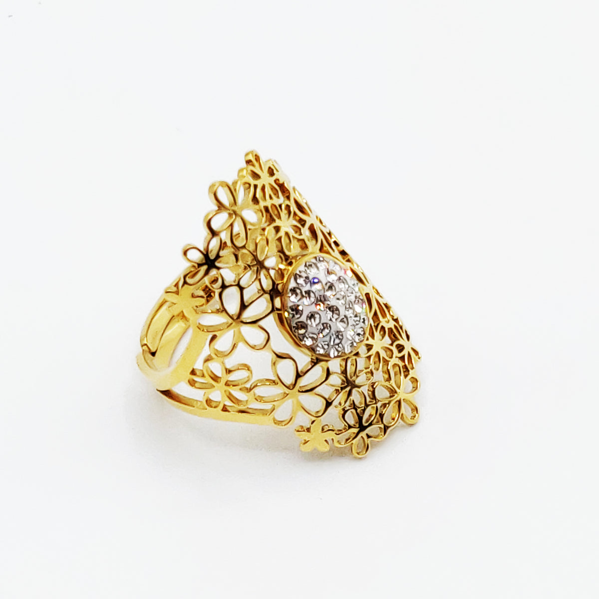 Bague Multi Fleurs Cercle Cristaux