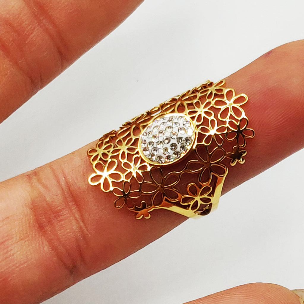 Bague Multi Fleurs Cercle Cristaux