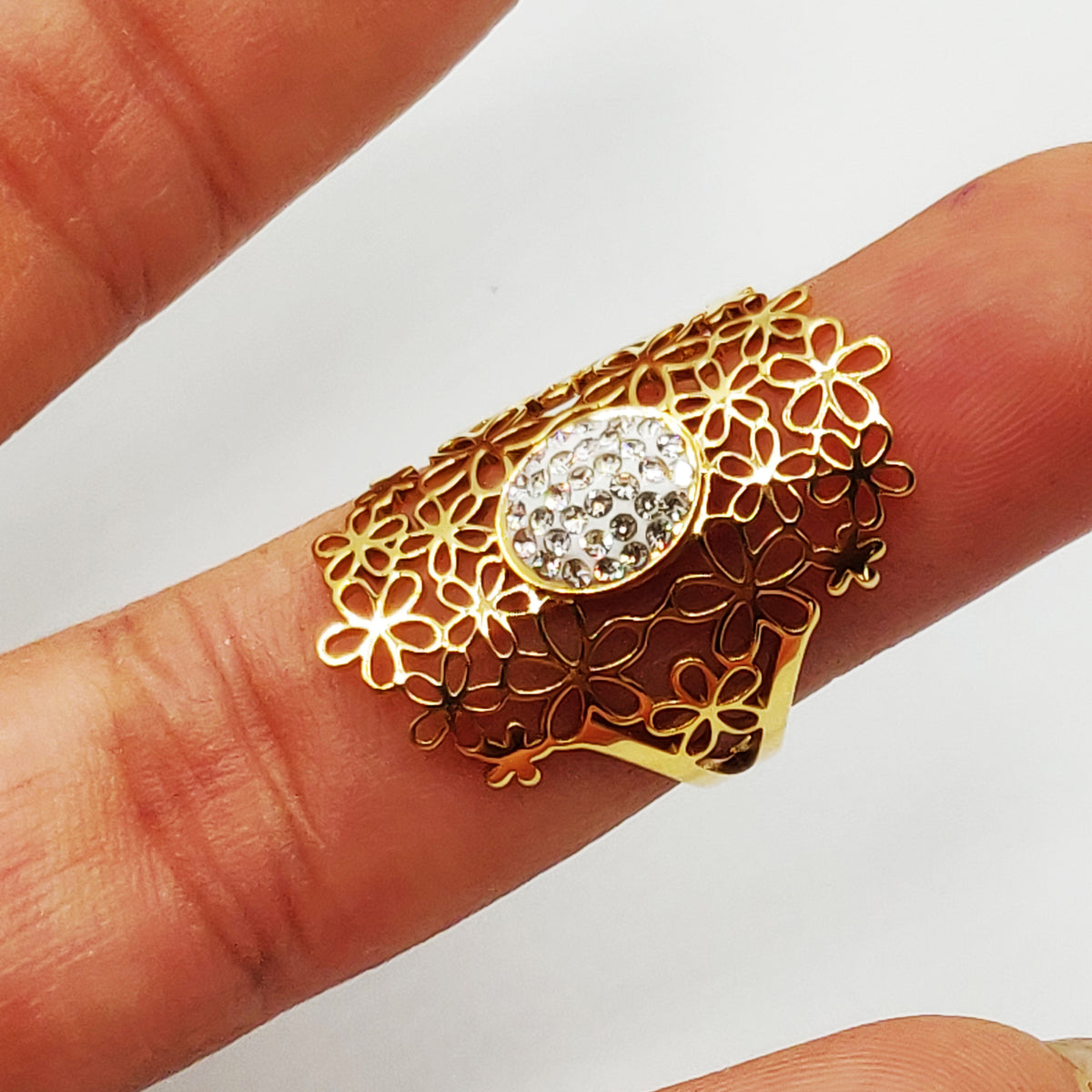 Bague Multi Fleurs Cercle Cristaux