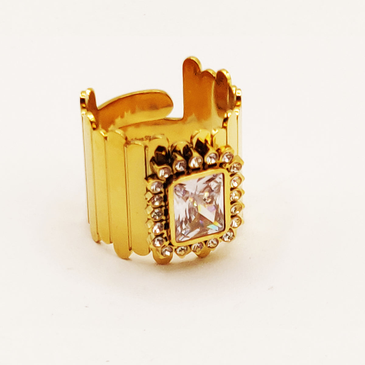 Bague Multi Lignes Grand Cristal Carré Luxe