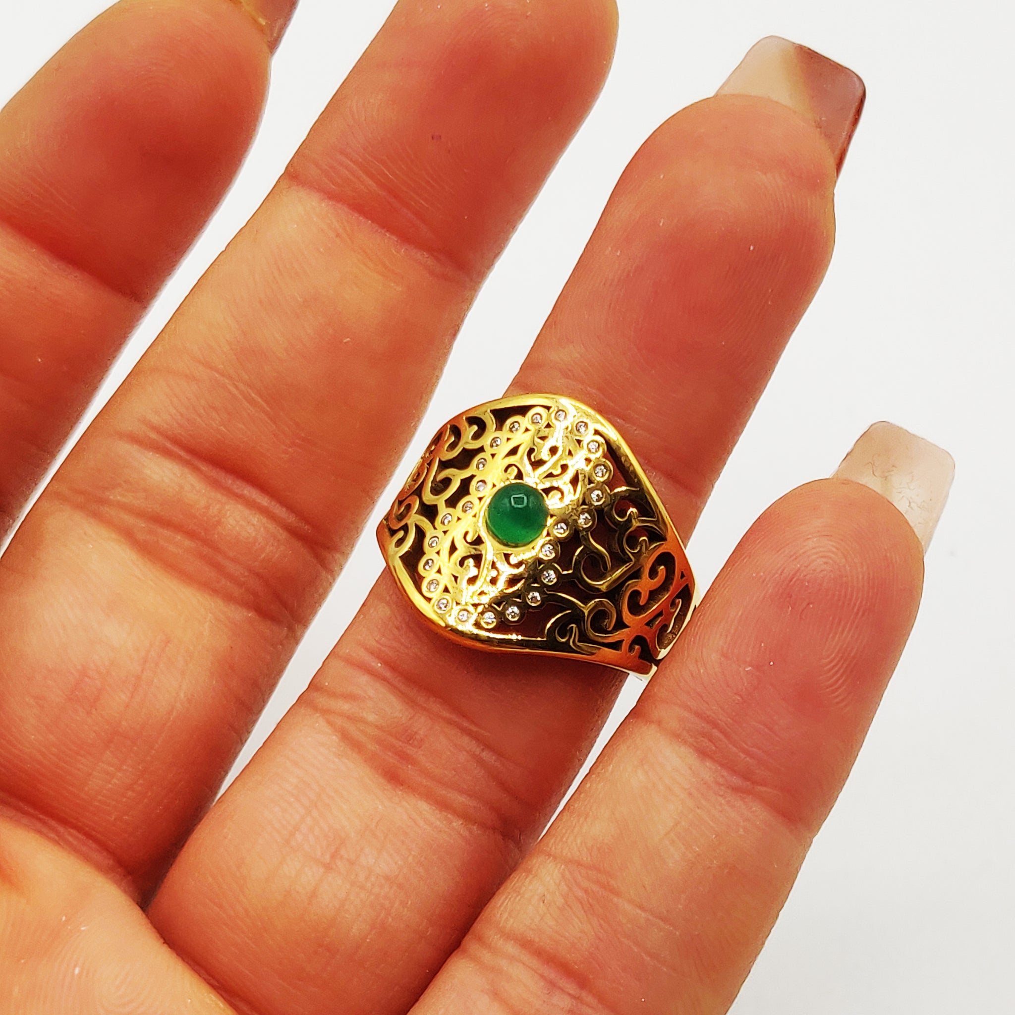 Bague Orientale Pierre Verte luxe